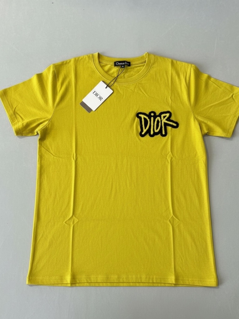 Dior Men’s Bright Yellow Logo Crew T-Shirt